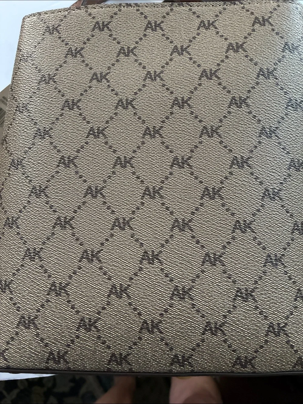 Anne Klein Brown/Tan Monogram Crossbody Tote New